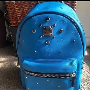 Auth MCM backpack Blue